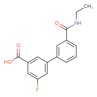 Chemical structure of 3'-(ethylcarbamoyl)-5-fluoro-[1,1'-biphenyl]-3-carboxylic acid - CSSB00150702353
