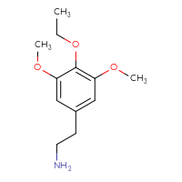 Chemical structure of 2-(4-ethoxy-3,5-dimethoxyphenyl)ethan-1-amine (C12H19NO3) - CSCS00005465204