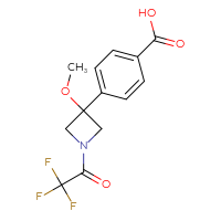 Chemical structure of 4-[3-methoxy-1-(2,2,2-trifluoroacetyl)azetidin-3-yl]benzoic acid - CSSB15082388392