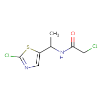 Chemical structure of 2-chloro-N-[1-(2-chloro-1,3-thiazol-5-yl)ethyl]acetamide - CSSB06258790844