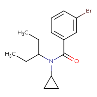Chemical structure of 3-bromo-N-cyclopropyl-N-(pentan-3-yl)benzamide - CSSB02007630298
