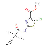 Chemical structure of methyl 5-chloro-2-(2,2-dimethylbut-3-ynamido)-1,3-thiazole-4-carboxylate - CSSB21531608599