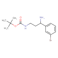 Chemical structure of tert-butyl N-[3-amino-3-(3-bromophenyl)propyl]carbamate - CSSB00018645452