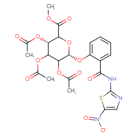 Chemical structure of methyl (3S,6R)-3,4,5-tris(acetyloxy)-6-{2-[(5-nitro-1,3-thiazol-2-yl)carbamoyl]phenoxy}oxane-2-carboxylate - CSSB00102515301
