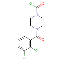 Chemical structure of 4-(2,3-dichlorobenzoyl)piperazine-1-carbonyl chloride - CSSB21224774642