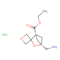 Chemical structure of ethyl (1r,4r)-4-(aminomethyl)-3-oxaspiro[bicyclo[2.1.1]hexane-2,3'-oxetane]-1-carboxylate hydrochloride - CSSB06446546015