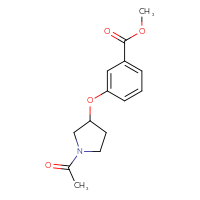 Chemical structure of methyl 3-[(1-acetylpyrrolidin-3-yl)oxy]benzoate - CSSB01777635077