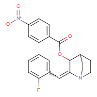 Chemical structure of 2-[(2-fluorophenyl)methylidene]-1-azabicyclo[2.2.2]octan-3-yl 4-nitrobenzoate - CSSB02125603179