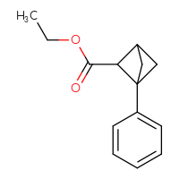 Chemical structure of ethyl 1-phenylbicyclo[1.1.1]pentane-2-carboxylate - CSSB21413479086