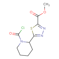 Chemical structure of methyl 5-[1-(carbonochloridoyl)piperidin-2-yl]-1,3,4-thiadiazole-2-carboxylate - CSSB21224772209