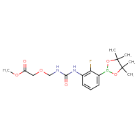 Chemical structure of methyl 2-[({[2-fluoro-3-(4,4,5,5-tetramethyl-1,3,2-dioxaborolan-2-yl)phenyl]carbamoyl}amino)methoxy]acetate - CSSB21332056553