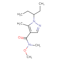 Chemical structure of N-methoxy-N,5-dimethyl-1-(pentan-3-yl)-1H-pyrazole-4-carboxamide - CSSB01395048114