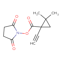Chemical structure of 2,5-dioxopyrrolidin-1-yl 1-ethynyl-2,2-dimethylcyclopropane-1-carboxylate - CSSB20269788431