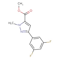 Chemical structure of methyl 3-(3,5-difluorophenyl)-1-methyl-1H-pyrazole-5-carboxylate - CSSB06584092060