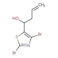 Chemical structure of 1-(2,4-dibromo-1,3-thiazol-5-yl)but-3-en-1-ol - CSSB21246425168