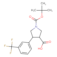 Chemical structure of 1-[(tert-butoxy)carbonyl]-4-[3-(trifluoromethyl)phenyl]pyrrolidine-3-carboxylic acid - CSSB00102522990
