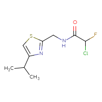 Chemical structure of 2-chloro-2-fluoro-N-{[4-(propan-2-yl)-1,3-thiazol-2-yl]methyl}acetamide - CSSB06454639907