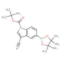 Chemical structure of tert-butyl 3-cyano-5-(4,4,5,5-tetramethyl-1,3,2-dioxaborolan-2-yl)-1H-indole-1-carboxylate - CSSB21332153245