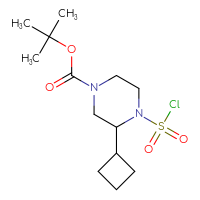 Chemical structure of tert-butyl 4-(chlorosulfonyl)-3-cyclobutylpiperazine-1-carboxylate - CSSB06595660962