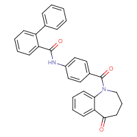Chemical structure of N-[4-(5-oxo-2,3,4,5-tetrahydro-1H-1-benzazepine-1-carbonyl)phenyl]-[1,1'-biphenyl]-2-carboxamide - CSSB06354209110