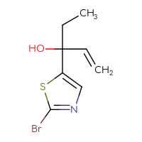 Chemical structure of 3-(2-bromo-1,3-thiazol-5-yl)pent-1-en-3-ol - CSSB21246391286