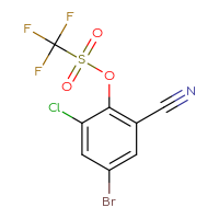 Chemical structure of 4-bromo-2-chloro-6-cyanophenyl trifluoromethanesulfonate - CSSB21105360683
