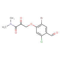 Chemical structure of 3-(2-bromo-5-chloro-4-formylphenoxy)-N,N-dimethyl-2-oxopropanamide - CSSB21331889273