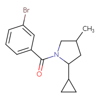 Chemical structure of 1-(3-bromobenzoyl)-2-cyclopropyl-4-methylpyrrolidine - CSSB20458752601