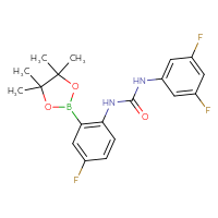 Chemical structure of 1-(3,5-difluorophenyl)-3-[4-fluoro-2-(4,4,5,5-tetramethyl-1,3,2-dioxaborolan-2-yl)phenyl]urea - CSSB21332163336