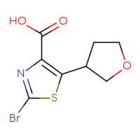 Chemical structure of 2-bromo-5-(oxolan-3-yl)-1,3-thiazole-4-carboxylic acid - CSSB00014063021