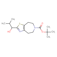 Chemical structure of tert-butyl 2-(1-hydroxy-2-methylpropyl)-4H,5H,6H,7H,8H-[1,3]thiazolo[4,5-d]azepine-6-carboxylate - CSSB20775855776