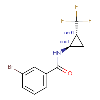 Chemical structure of rac-3-bromo-N-[(1R,2R)-2-(trifluoromethyl)cyclopropyl]benzamide - CSSB02152443632