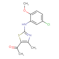 Chemical structure of 1-{2-[(5-chloro-2-methoxyphenyl)amino]-4-methyl-1,3-thiazol-5-yl}ethan-1-one - CSSB00025732724