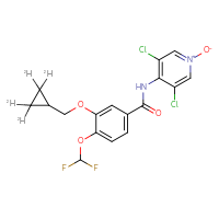 Chemical structure of 3,5-dichloro-4-(3-{[(2,2,3,3-²H₄)cyclopropyl]methoxy}-4-(difluoromethoxy)benzamido)pyridin-1-ium-1-olate - CSSB00102516814
