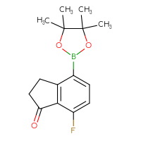 Chemical structure of 7-fluoro-4-(4,4,5,5-tetramethyl-1,3,2-dioxaborolan-2-yl)-2,3-dihydro-1H-inden-1-one - CSSB00011106219