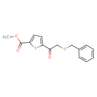 Chemical structure of methyl 5-[2-(benzylsulfanyl)acetyl]thiophene-2-carboxylate - CSSB21246277911