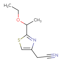 Chemical structure of 2-[2-(1-ethoxyethyl)-1,3-thiazol-4-yl]acetonitrile - CSSB00000758916