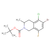 Chemical structure of tert-butyl 6-bromo-5-chloro-8-fluoro-3-methyl-1,2,3,4-tetrahydroisoquinoline-2-carboxylate - CSSB03496572609