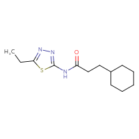 Chemical structure of 3-cyclohexyl-N-(5-ethyl-1,3,4-thiadiazol-2-yl)propanamide - CSSB00046218297