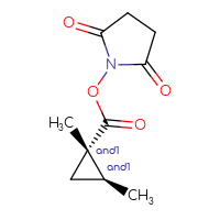 Chemical structure of rac-2,5-dioxopyrrolidin-1-yl (1R,2R)-1,2-dimethylcyclopropane-1-carboxylate - CSSB20620684939
