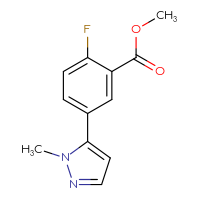 Chemical structure of methyl 2-fluoro-5-(1-methyl-1H-pyrazol-5-yl)benzoate - CSSB00025702861
