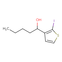 Chemical structure of 1-(2-iodothiophen-3-yl)pentan-1-ol - CSSB14976012982