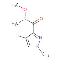 Chemical structure of 4-iodo-N-methoxy-N,1-dimethyl-1H-pyrazole-3-carboxamide - CSSB01991076719