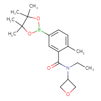 Chemical structure of N-ethyl-2-methyl-N-(oxetan-3-yl)-5-(4,4,5,5-tetramethyl-1,3,2-dioxaborolan-2-yl)benzamide - CSSB02533253593