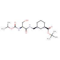 Chemical structure of tert-butyl (1RS,3SR)-3-{[(2S)-3-hydroxy-2-{[(propan-2-yloxy)carbonyl]amino}propanamido]methyl}cyclohexane-1-carboxylate - CSSB21432555755