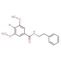 Chemical structure of 4-bromo-3,5-dimethoxy-N-(2-phenylethyl)benzamide - CSSB00047583775