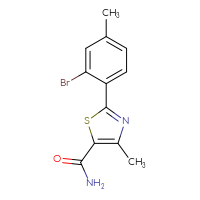Chemical structure of 2-(2-bromo-4-methylphenyl)-4-methyl-1,3-thiazole-5-carboxamide - CSSB01999632287