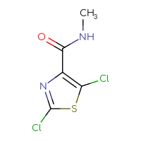 Chemical structure of 2,5-dichloro-N-methyl-1,3-thiazole-4-carboxamide - CSSB00114090920