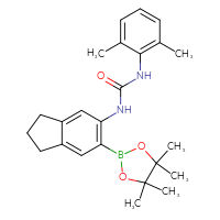 Chemical structure of 1-(2,6-dimethylphenyl)-3-[6-(4,4,5,5-tetramethyl-1,3,2-dioxaborolan-2-yl)-2,3-dihydro-1H-inden-5-yl]urea - CSSB21332064029