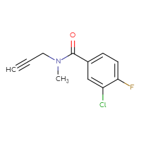 Chemical structure of 3-chloro-4-fluoro-N-methyl-N-(prop-2-yn-1-yl)benzamide - CSSB00013122462
